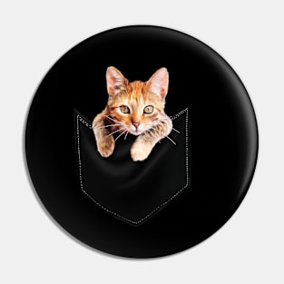 Funny Cute Ginger Cat Inside Pocket, Cat Lover Pin