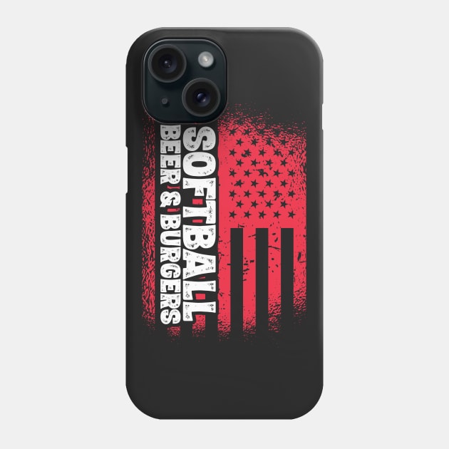 Softball Beer And Burgers - US Flag product Phone Case by theodoros20