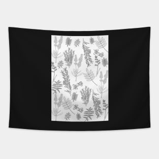 Black and White Botanical Pattern Tapestry