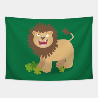 Cute lion roaring cartoon kids illustration Tapestry