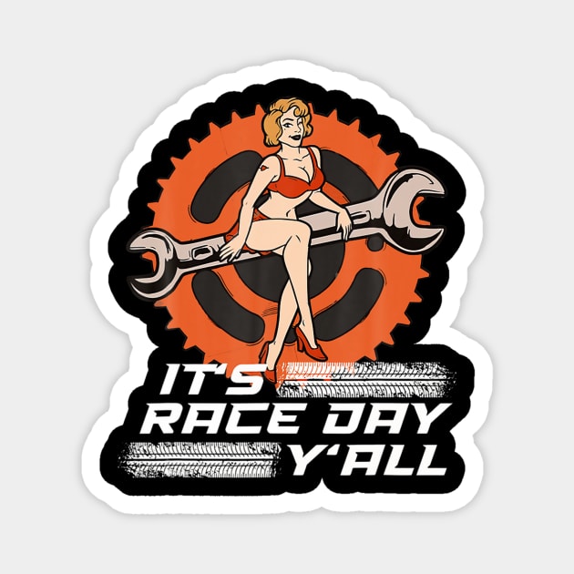 It's race day y'all car checkered flag racing Magnet by Tianna Bahringer