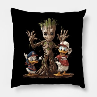 Alien Vs Athlete: Groot And Indians Logo Pillow