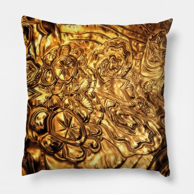 Aztec gold Pillow by happyantsstudio