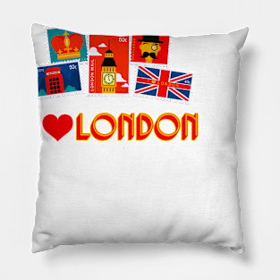 I love London, Stamp Collection Pillow