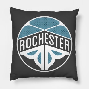 Rochester Flower logo - turquoise Pillow