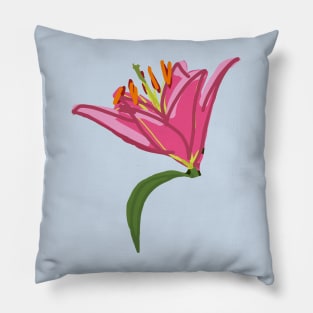 Stargazer Lily Flower Digital Painting Pillow