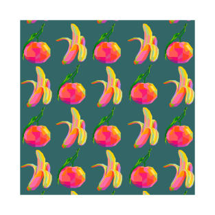 Banana orange Fruit Wpap Pop Art Pattern purple background T-Shirt