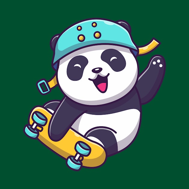 Cute Panda Playing Skateboard Cartoon by Catalyst Labs