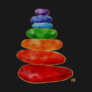 Zen Pebbles Chakras - Watercolor & Gold T-Shirt