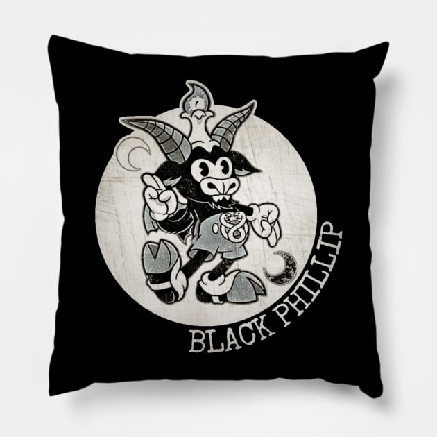 black phillip retro cartoon Pillow by hot_issue