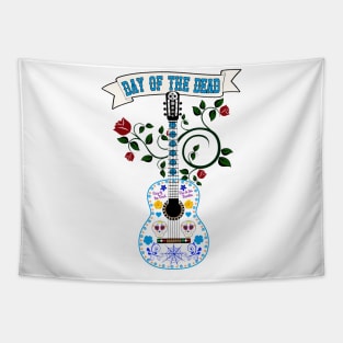 Acustic Guitar Sugar Skull themed Tapestry