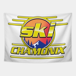 ski Chamonix 80s logo Tapestry