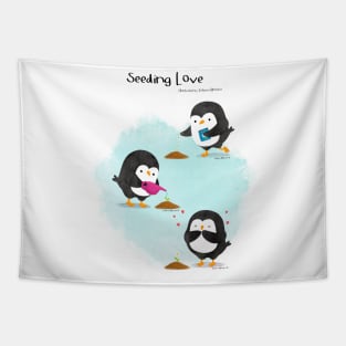 Seeding Love Penguins Tapestry