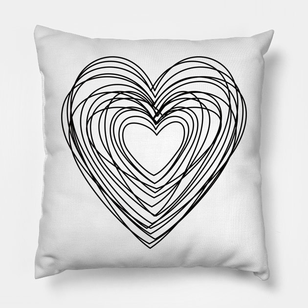 Graphic Heart of Hearts Pillow by tonyponline