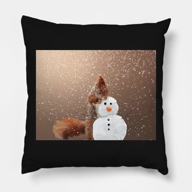 Snow Squirrel Pillow by Renasingsasong