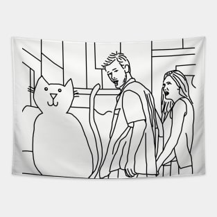 Distracted Boyfriend Yellow Cat Outline Tapestry