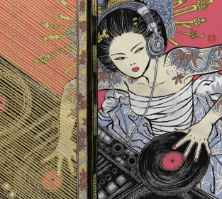 Japanese Geisha DJ Vaporwave Aesthetic Magnet