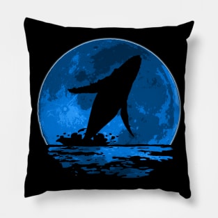 Blue Whale Moon Pillow