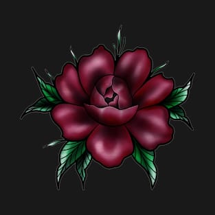 New School burgundy Peony Flower T-Shirt