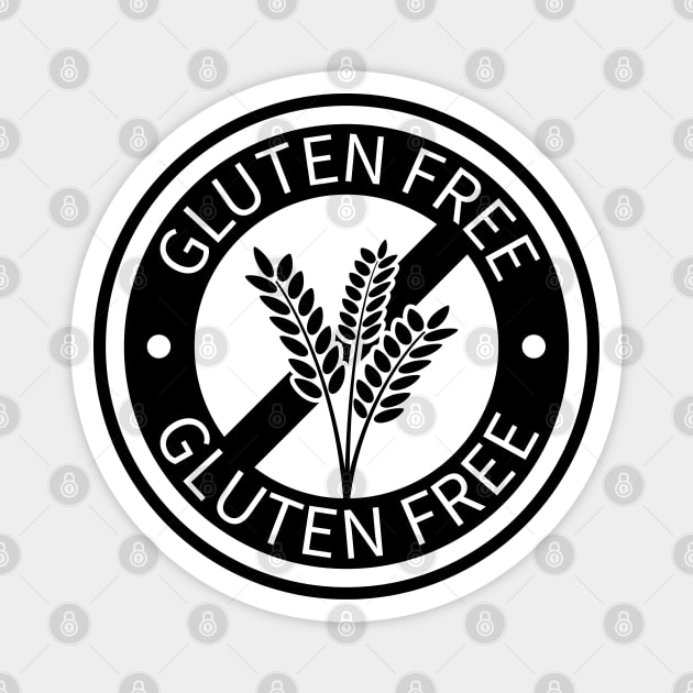 Black circle gluten free logo Magnet by Gluten Free Traveller