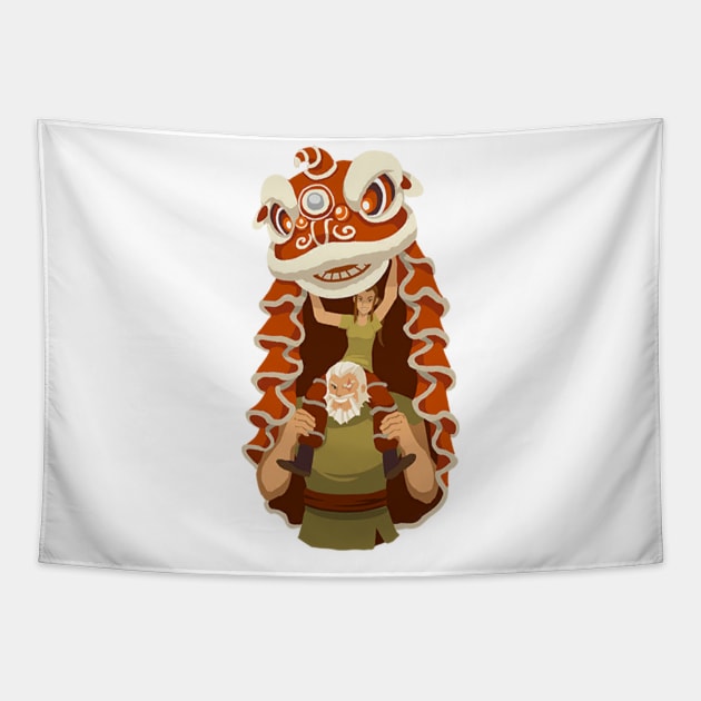 Reinhardt Lion Dance Tapestry by Genessis