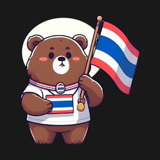 Asian bear with Thailand flag T-Shirt