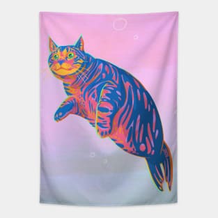 Neon Harbor Seal Cat Tapestry