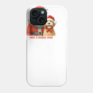 Cute Doodle Xmas Happy Santa with Labradoodle Dog Cartoon Christmas collection Phone Case