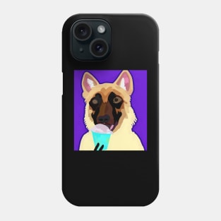 watercolor German Shepherd eating ice cream Phone Case