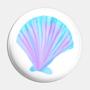 Watercolor seashell aquamarine Pin