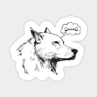 Dog Thinking About Bones Magnet