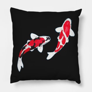 Koi Fish | Kuhaku Showa Sanke | Koi Fish Design | Black Background Pillow
