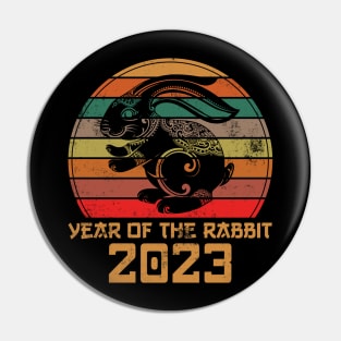 Retro Sunset Chinese New Year - Year of the Rabbit 2023 Pin