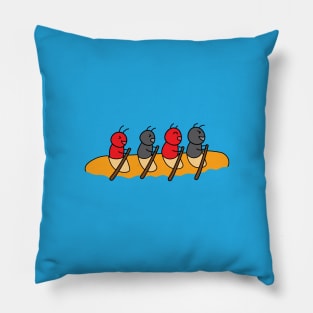 funny cute ants ride a long bread kayak boat Pillow