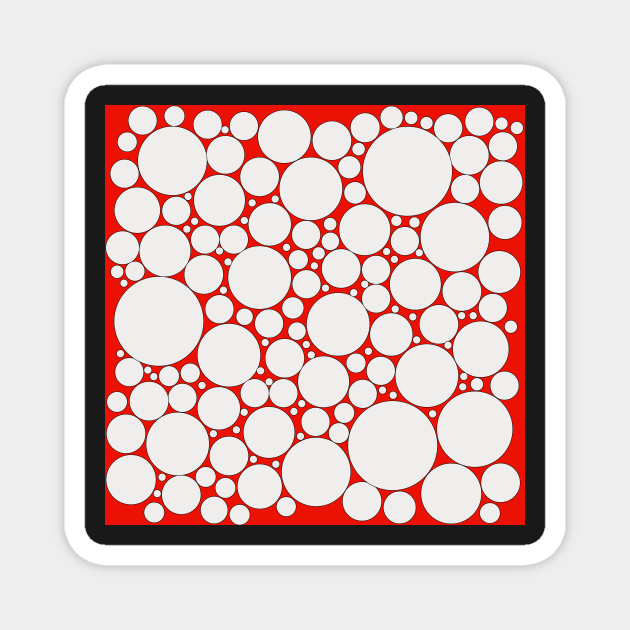 white and red pop art polka dot pattern Magnet by pauloneill-art