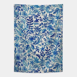 Floating Garden - a watercolor pattern in blue Tapestry