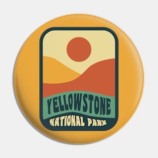 Yellowstone National Park Retro Sunset Vintage Badge Pin