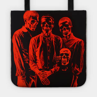 skeleton family, red and black filter Tote