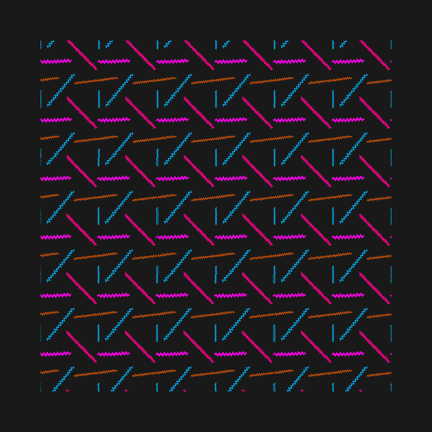 Retro 90s Neon Zigzag Lines - Wavy, Funky Pattern by JDWFoto