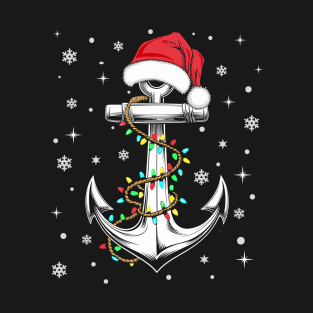Funny Captain Xmas Santa Hat Boating And Sailing Christmas T-Shirt