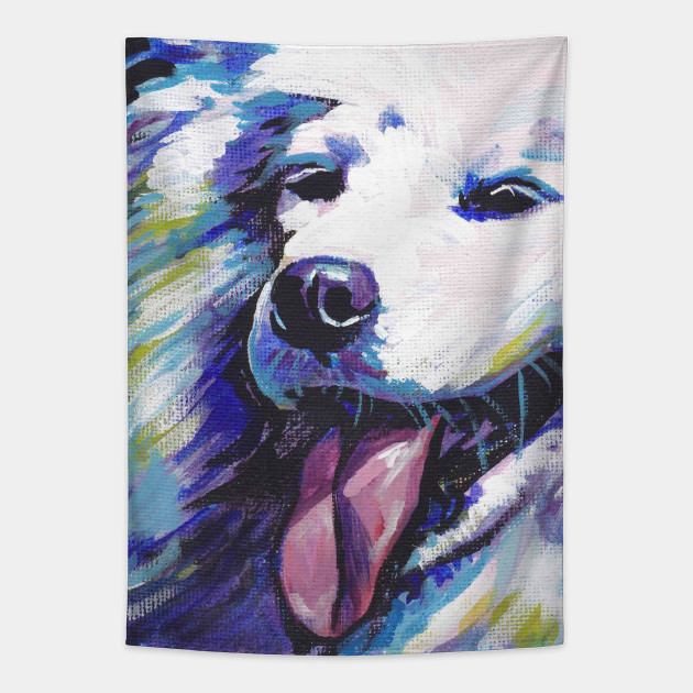 Samoyed Dog Art Bright Colorful Pop Art Samoyed Tapestry