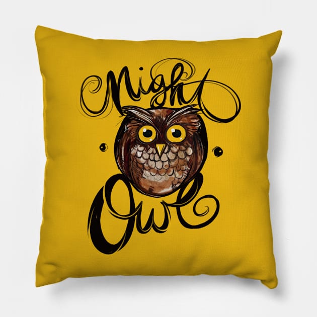 Night Owl Pillow by bubbsnugg