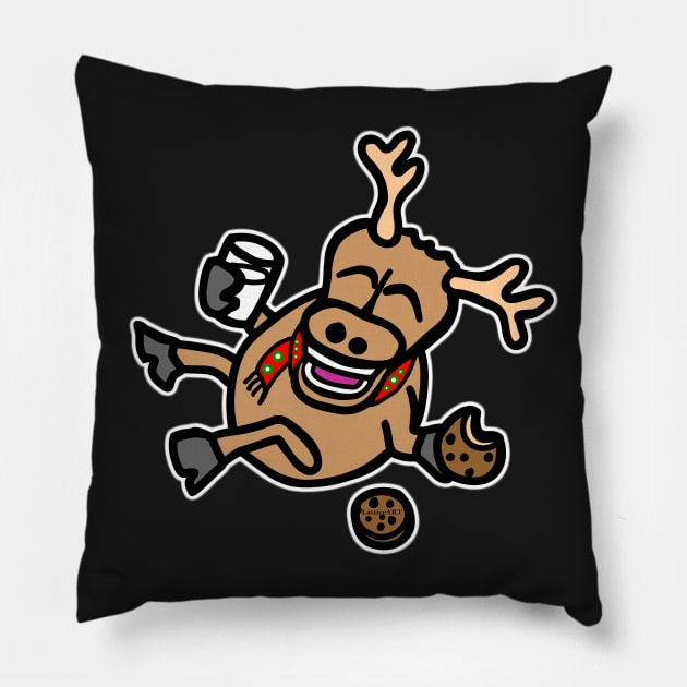 Laughing Reindeer Pillow by LatticeART