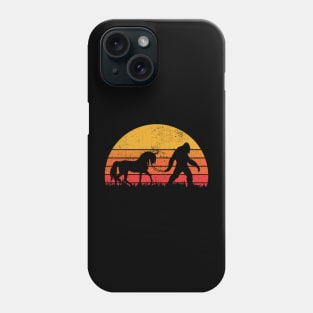 Bigfoot and Unicorn Walking In The Sunset Phone Case