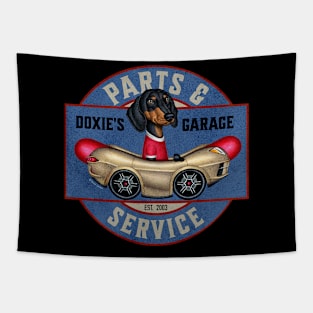 Dachshund's Garage Tapestry