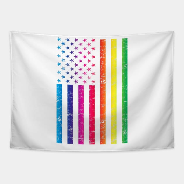 American Flag Gay Pride Rainbow Lgbt Diversity 2023 Premium Tapestry by Stick Figure103