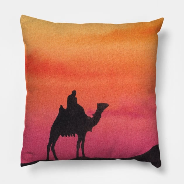 Sunset desert Pillow by RosanneCreates