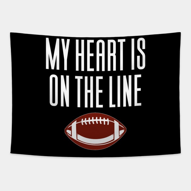 My Heart Is On The Line Football Tapestry by Aajos