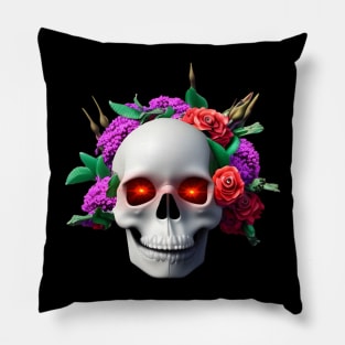 skull flowers Pillow