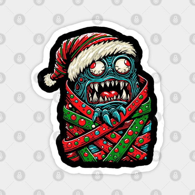 Gift Wrapped Christmas Monster Magnet by H. R. Sinclair